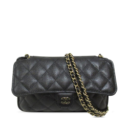 Chanel AB Chanel Black Caviar Leather Leather Nylon Graffiti Foldable Shopping Tote in Caviar Flap Italy
