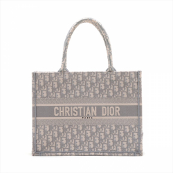Christian Dior Book Tote Medium Embroidery Canvas Bag Dior Oblique Grey