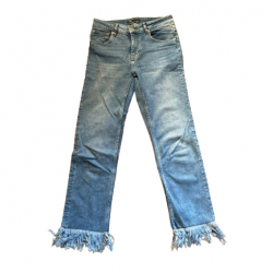 Maje Hellblaue Maje-Jeans mit Fransen