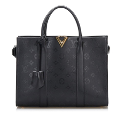 Louis Vuitton B Louis Vuitton Black Calf Leather Monogram Very Tote MM France