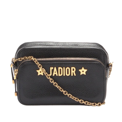 Christian Dior AB Dior Black Calf Leather J'Adior Camera Case Clutch with Chain Italy