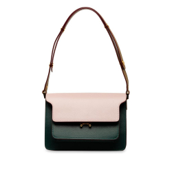 Marni AB Marni Green with Pink Calf Leather Tricolor Trunk Shoulder Bag Italy