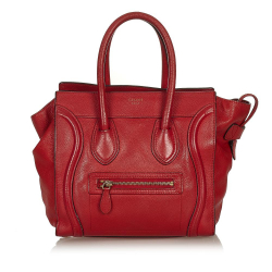 Celine B Celine Red Calf Leather Micro Luggage Tote Italy