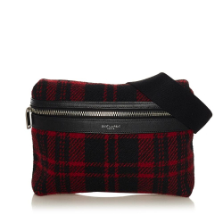 Saint Laurent AB Saint Laurent Red with Black Wool Fabric Belt Bag Italy
