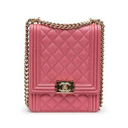 Chanel AB Chanel Pink Lambskin Leather Leather North South Boy Flap Italy
