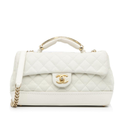 Chanel AB Chanel White Caviar Leather Leather Medium Globe Trotter Flap Bag Italy