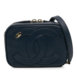 Chanel AB Chanel Blue Dark Blue Lambskin Leather Leather CC Mania Camera Bag Italy