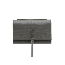 Saint Laurent B Yves Saint Laurent Gray Calf Leather Medium Embossed Kate Tassel Italy