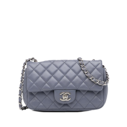 Chanel B Chanel Gray Lambskin Leather Leather Mini Classic Lambskin Rectangular Single Flap Italy