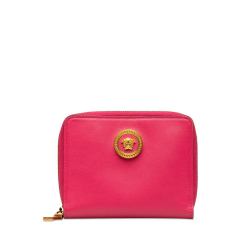 Versace B Versace Pink Hot Pink Calf Leather Medusa Small Wallet Italy