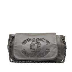 Chanel B Chanel Gray Dark Gray Lambskin Leather Leather Accordion CC Flap Bag Italy