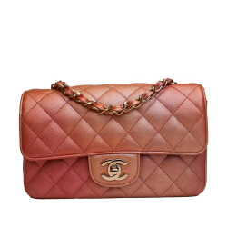 Chanel AB Chanel Pink Lambskin Leather Leather Mini Classic Lambskin Rectangular Single Flap Italy