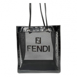 Fendi Black Mesh FF Logo Fendi Shopper
