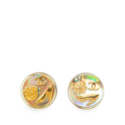 Chanel AB Chanel Gold Gold Plated Metal Resin CC Clip On Earrings France