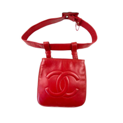 Chanel B Chanel Red Lambskin Leather Leather CC Lambskin Timeless Belt Bag France