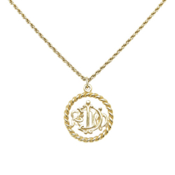 Christian Dior AB Dior Gold Gold Plated Metal Logo Pendant Necklace Italy
