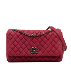 Chanel B Chanel Red Calf Leather Medium New Bubble Flap Italy