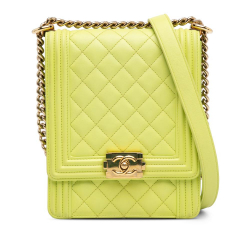 Chanel AB Chanel Green Light Green Lambskin Leather Leather North South Boy Flap Italy