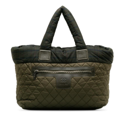 Chanel AB Chanel Green Olive Green Nylon Fabric Large Coco Cocoon Tote Italy