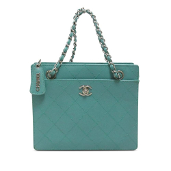 Chanel B Chanel Blue Turquoise Caviar Leather Leather CC Quilted Caviar Chain Handbag Italy