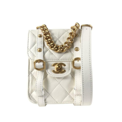 Chanel AB Chanel White Calf Leather Mini Quilted skin City School Flap Italy