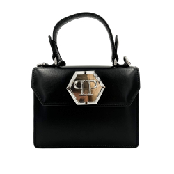 Philipp Plein Superheroin Hexagon Small Calf Leather Leather 2-Ways Top-handle Bag Black