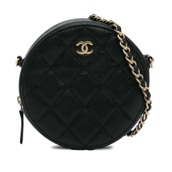 Chanel AB Chanel Black Caviar Leather Leather CC Caviar Round Chain Crossbody Italy