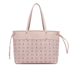 MCM AB MCM Pink Light Pink Coated Canvas Fabric Visetos Tote Germany