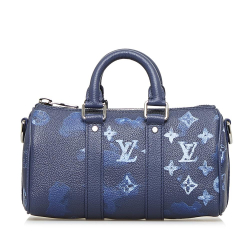 Louis Vuitton A Louis Vuitton Blue Calf Leather Taurillon Ink Watercolor Keepall Bandouliere XS France
