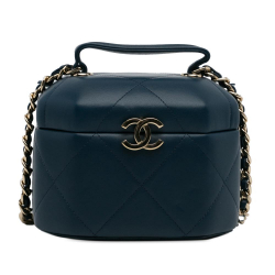 Chanel AB Chanel Blue Navy Lambskin Leather Leather Paris Chateau de Chenonceau Vendome Case Italy