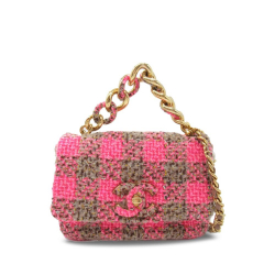 Chanel AB Chanel Pink Tweed Fabric Mini 19 Flap Italy