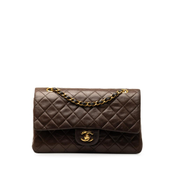 Chanel B Chanel Brown Dark Brown Lambskin Leather Leather Medium Classic Lambskin Double Flap France