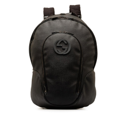 Gucci B Gucci Black Coated Canvas Fabric Interlocking G Backpack Italy