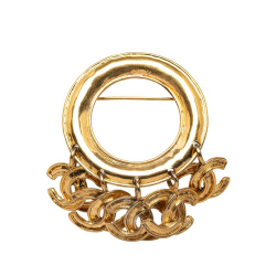 Chanel AB Chanel Gold Gold Plated Metal CC Swing Brooch France