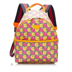 Gucci AB Gucci Pink Coated Canvas Fabric GG Supreme Kids Strawberry Backpack Italy