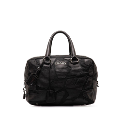 Prada AB Prada Black Nylon Fabric Patches Tessuto and Saffiano Handle Bag Italy