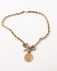 Chanel Ribbon Coco Leather Chain Choker