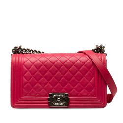 Chanel B Chanel Pink Lambskin Leather Leather Medium Lambskin Boy Flap Italy