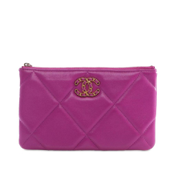 Chanel AB Chanel Purple Lambskin Leather Leather Small Lambskin 19 O Case Pouch France