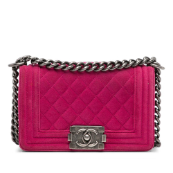 Chanel B Chanel Pink Velvet Fabric Small Boy Flap Bag Italy