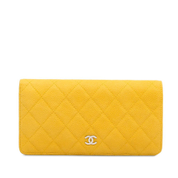 Chanel AB Chanel Yellow Caviar Leather Leather CC Quilted Caviar Long Wallet Italy