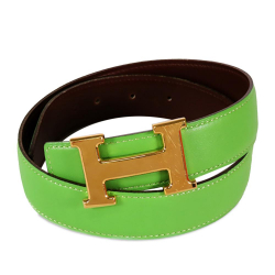 Hermès B Hermès Green Calf Leather Constance Reversible Belt France