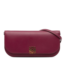 Loewe AB LOEWE Red Bordeaux Calf Leather Goya Long Shoulder Bag Spain