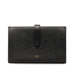Celine B Celine Black Calf Leather Large Strap Wallet Italy