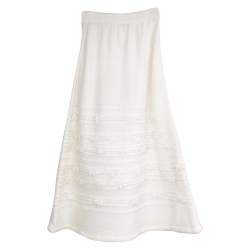 Chanel skirt in white cotton knit with embellished hortizontal bands