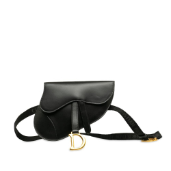 Christian Dior B Dior Black Calf Leather Saddle Belt Bag Italy