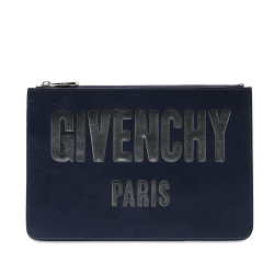 Givenchy AB Givenchy Blue Navy Calf Leather Logo Clutch Bag Italy