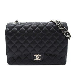 Chanel B Chanel Black Caviar Leather Leather Maxi Classic Caviar Double Flap Italy