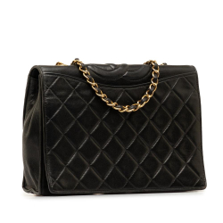 Chanel B Chanel Black Lambskin Leather Leather CC Quilted Lambskin Full Flap Italy