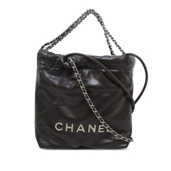 Chanel AB Chanel Black Calf Leather Mini skin 22 Satchel Italy